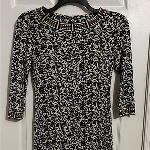 Tory Burch Black and White Dress with Gold Details